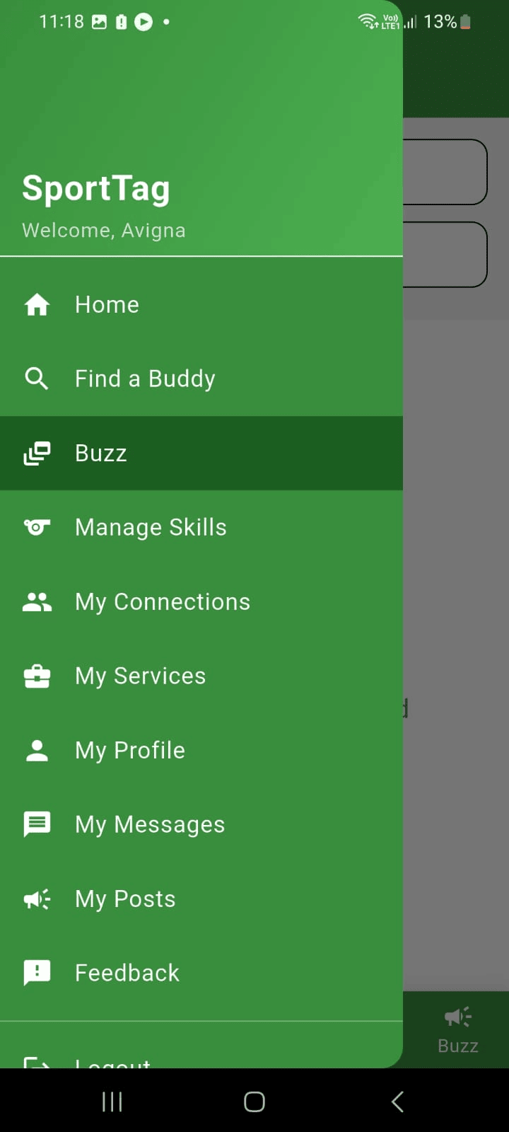 Features Menu screen